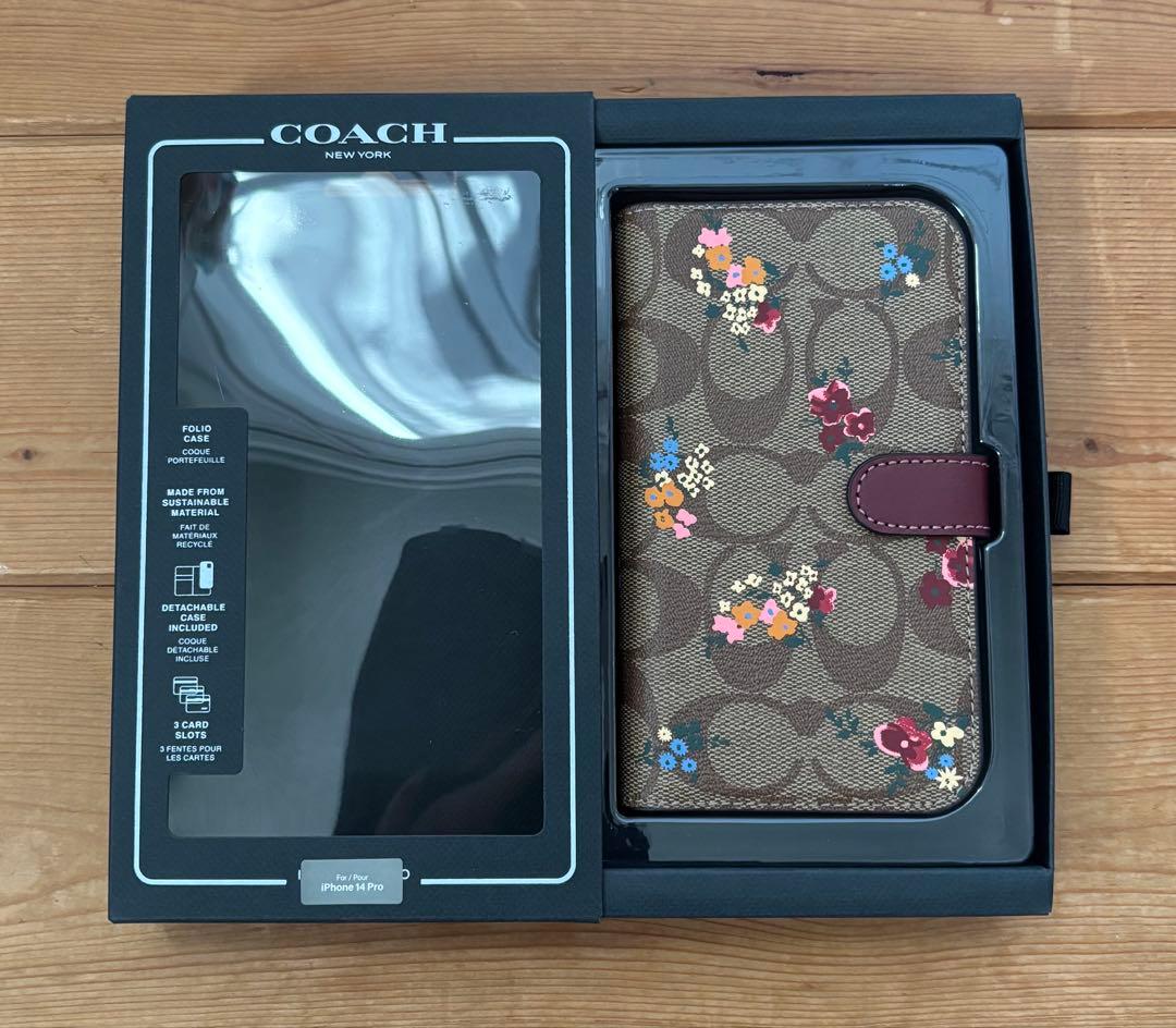 新品 coach スマホケース フラワー iPhone14Pro