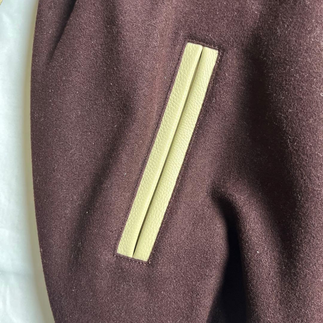 OLD UNIQLO レザー切り替えスタジャン　牛革　XLサイズ　ボルドー