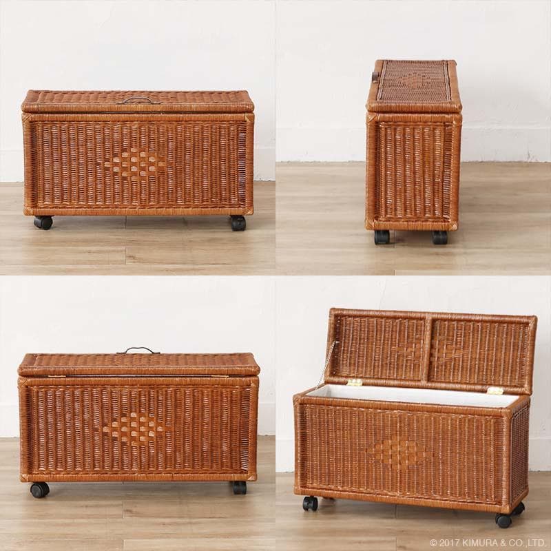 ラタン キャスター付 収納ボックス GK513MHR