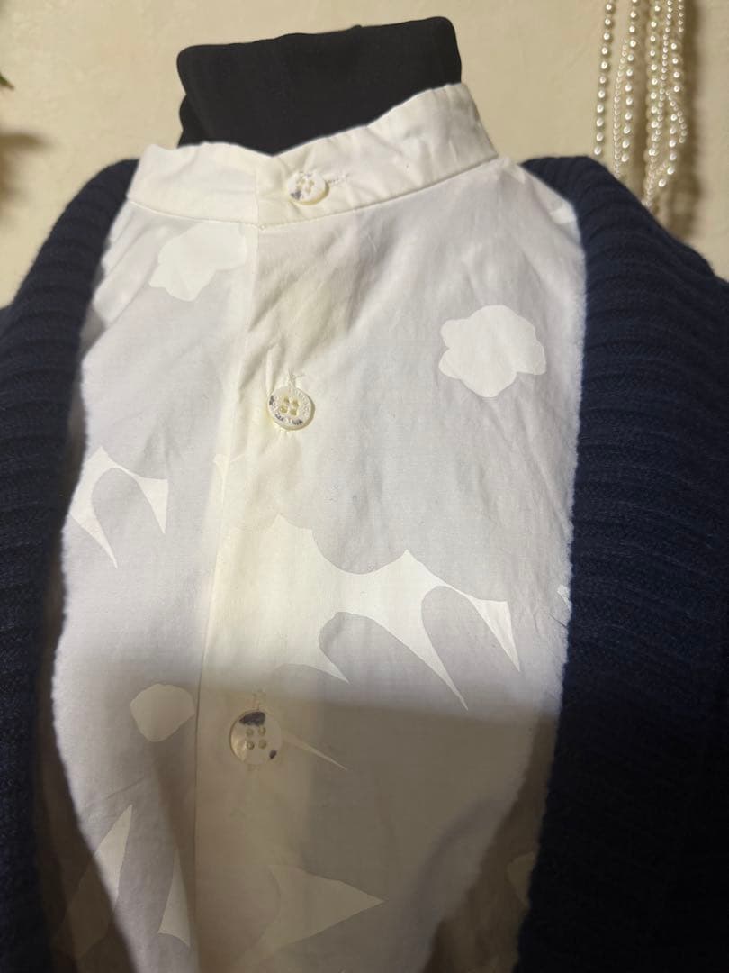 試着のみ　ソウソウ　SOU・SOU×ALPHA カシミヤ混 背子 海緑色×深紺