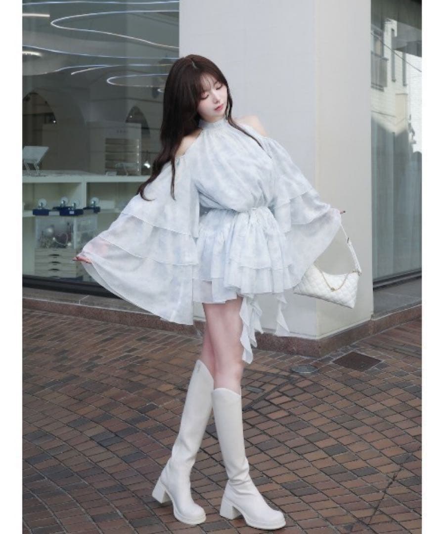 ★✨！ダーリッチ トワルドジュイシフォンフリルミニワンピース FL