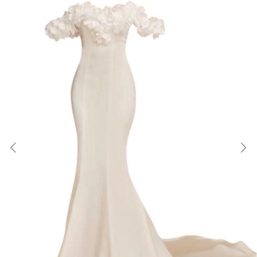 オフショルダー ドレス 前撮り ウェディング 二次会