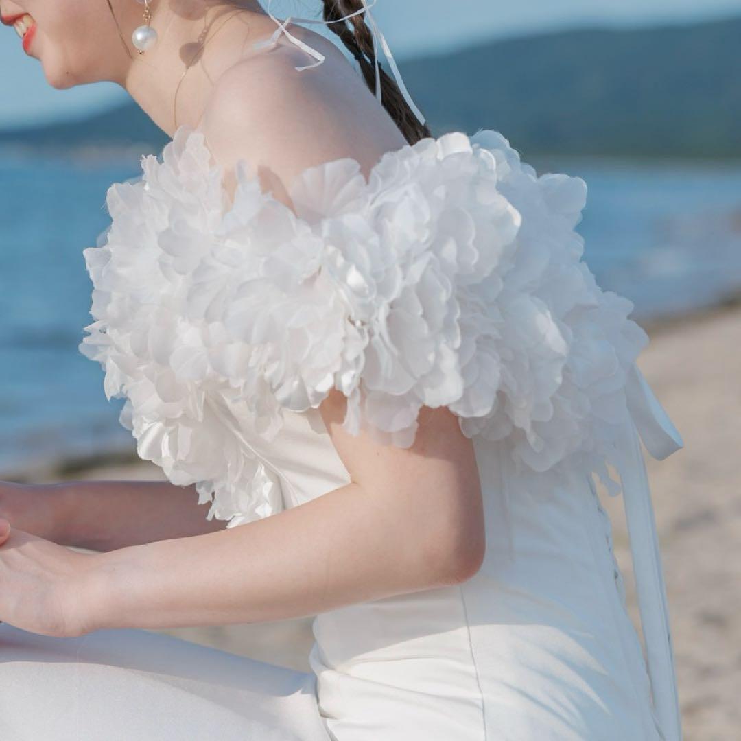 オフショルダー ドレス 前撮り ウェディング 二次会