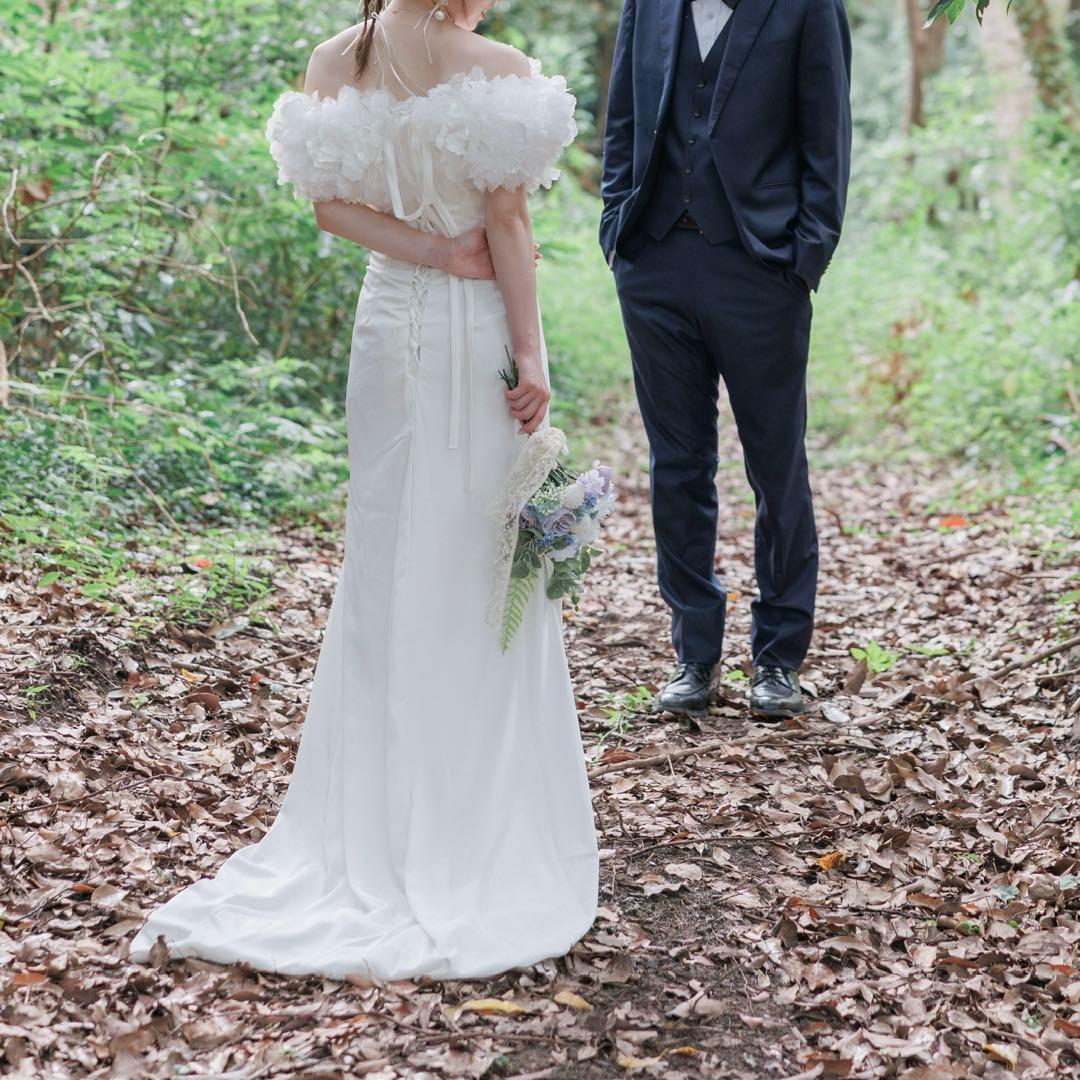 オフショルダー ドレス 前撮り ウェディング 二次会