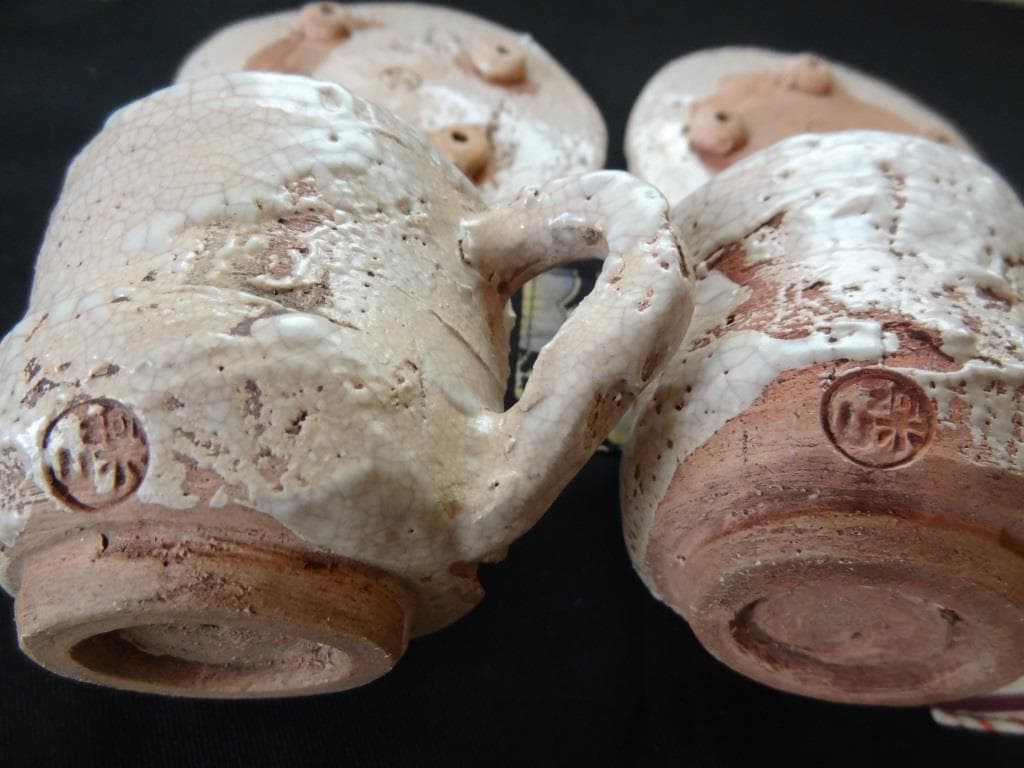 楽山焼　珈琲茶碗と夫婦湯呑 2点　カップ＆ソーサー　ペア　水月焼　二六焼