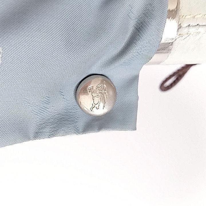 【超美品】バーバリー　晴雨兼用 折りたたみ日傘 騎兵柄　水色 傘袋付き