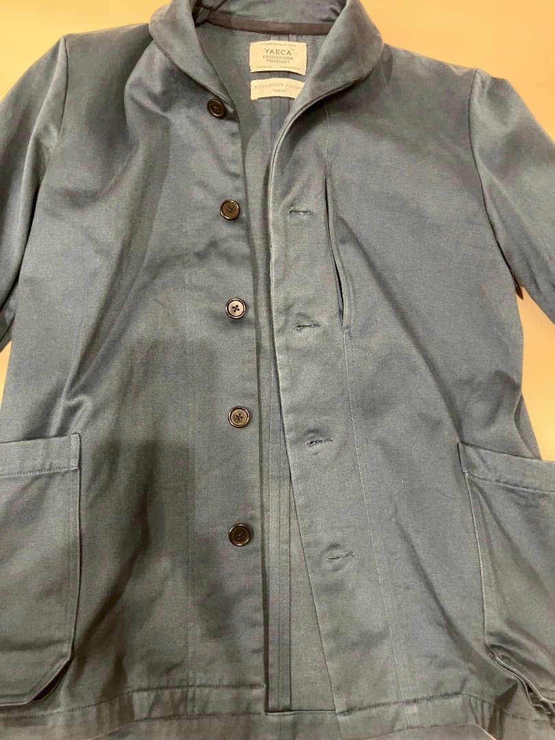 YAECA カバーオール Sサイズ ライトネイビー モールスキン調