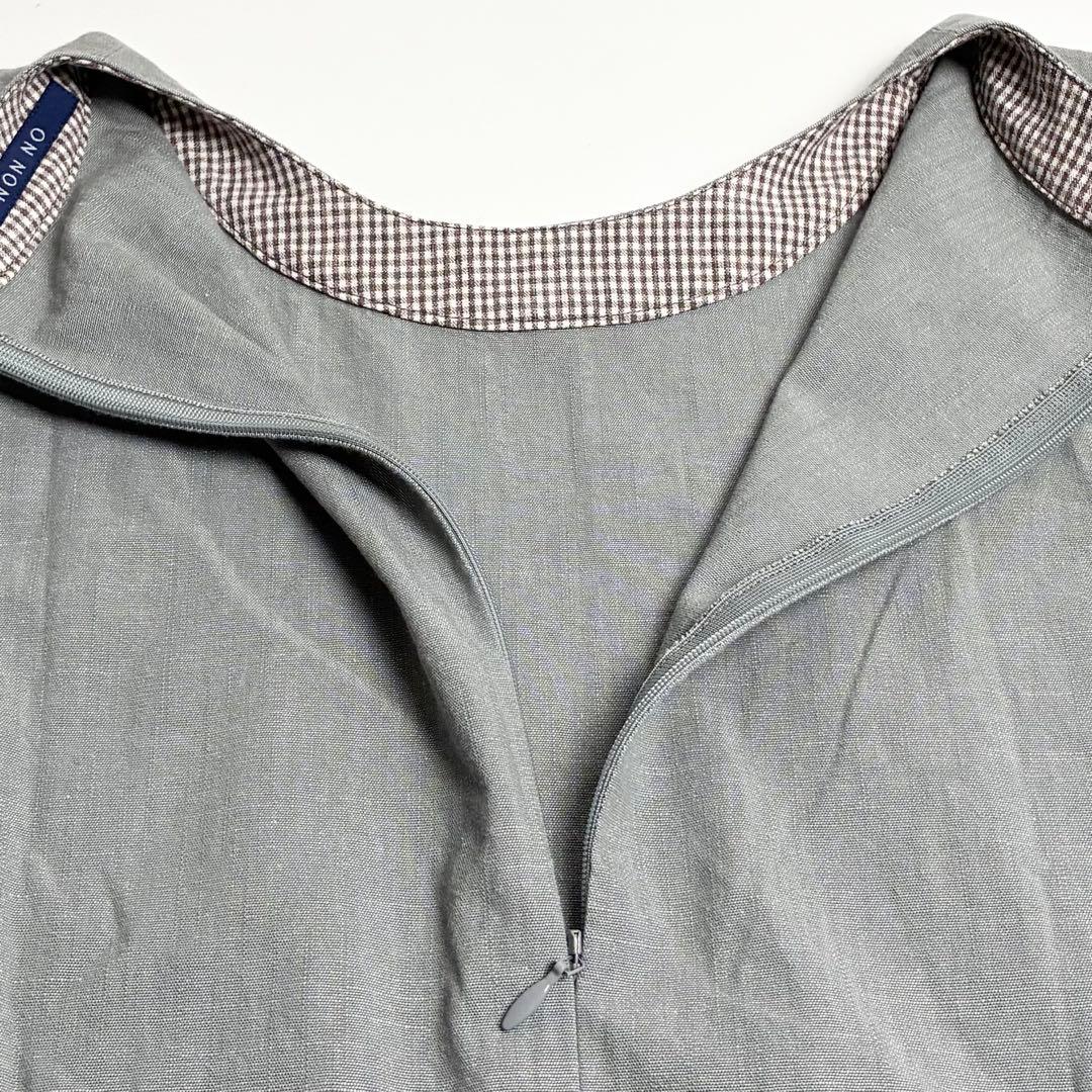 【極美品】NON NO/ギャザー切り替えライトデニムワンピース/グレー/チェック
