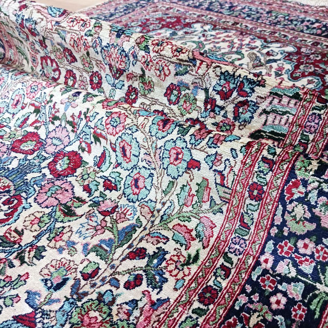 専用 Y3048 中国シルク絨毯 シルク100% 手織り300段 117×74㎝