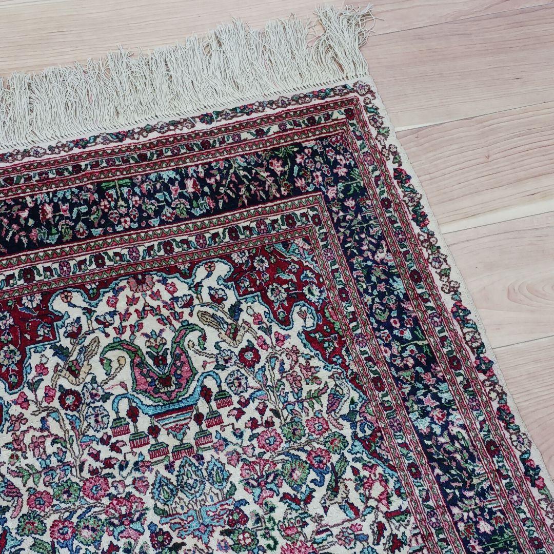 専用 Y3048 中国シルク絨毯 シルク100% 手織り300段 117×74㎝