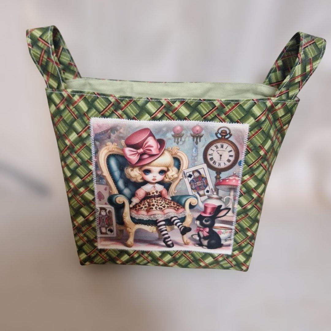 可愛いパネル生地　ハンドメイド　布バスケット