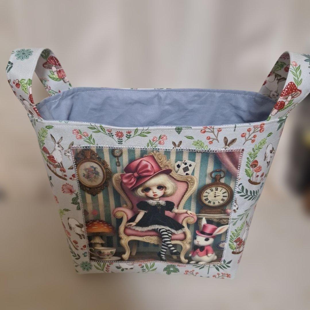 可愛いパネル生地　ハンドメイド　布バスケット