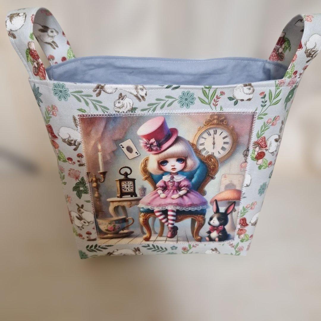 可愛いパネル生地　ハンドメイド　布バスケット