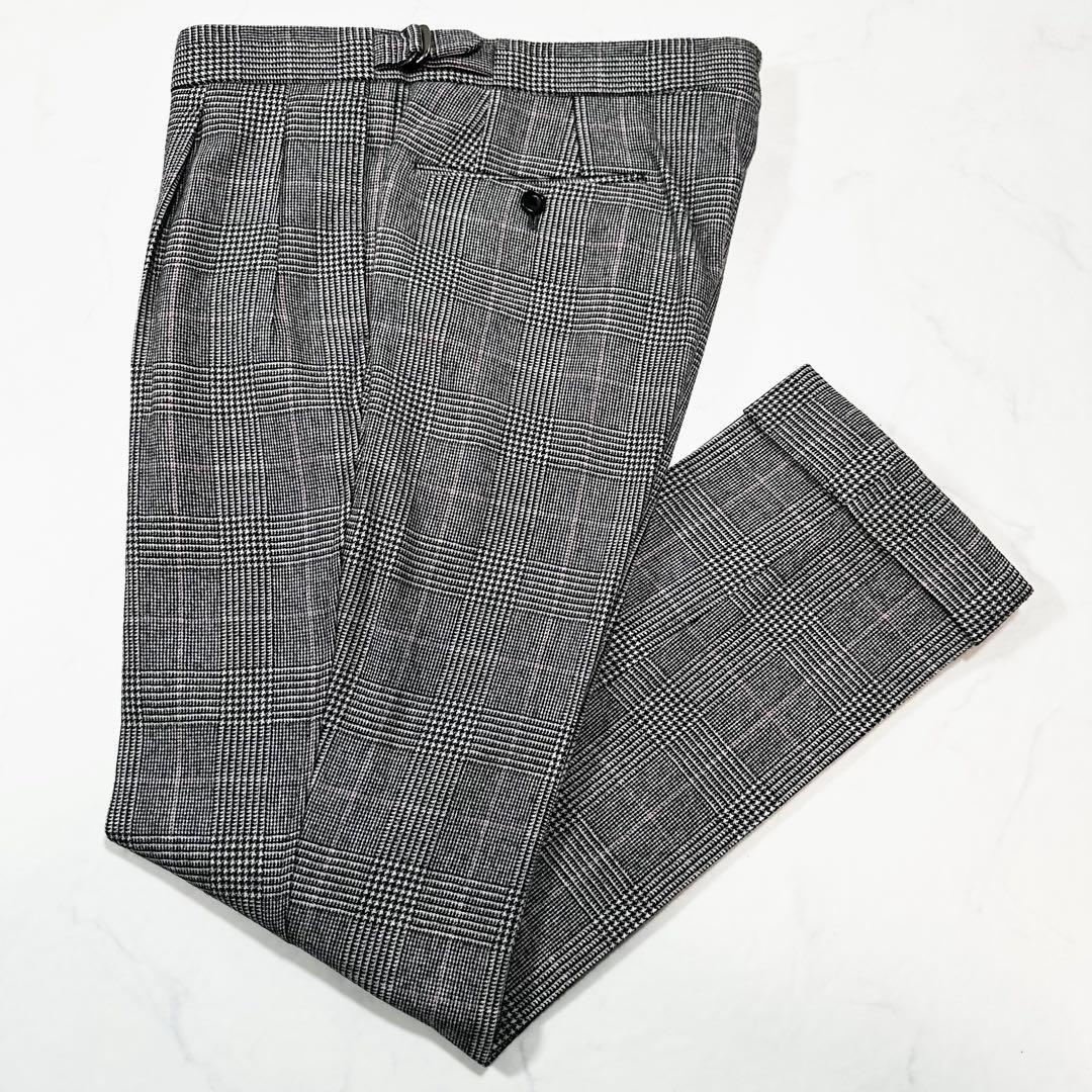 未使用級 定価16万◎ブリッラ ドーメル 3ピース グレンチェック グレー 44