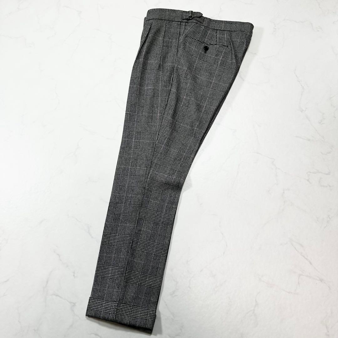 未使用級 定価16万◎ブリッラ ドーメル 3ピース グレンチェック グレー 44