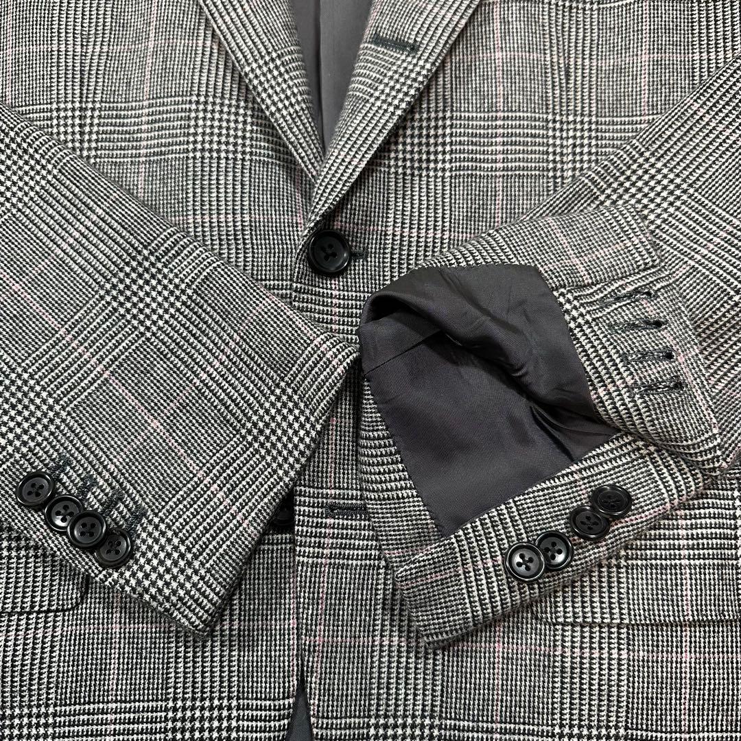 未使用級 定価16万◎ブリッラ ドーメル 3ピース グレンチェック グレー 44