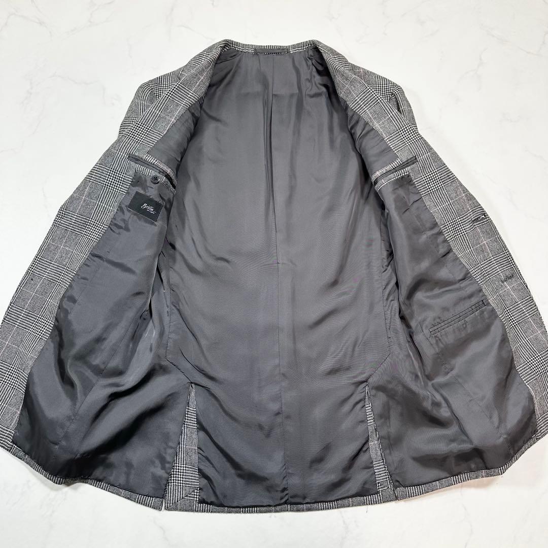 未使用級 定価16万◎ブリッラ ドーメル 3ピース グレンチェック グレー 44