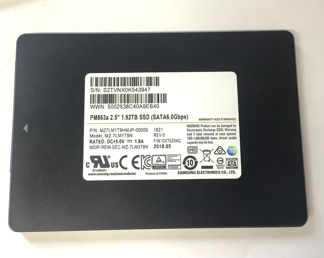 ③-WA82-SAMSUNG SATA 1.92TB SSD 2.5 1点