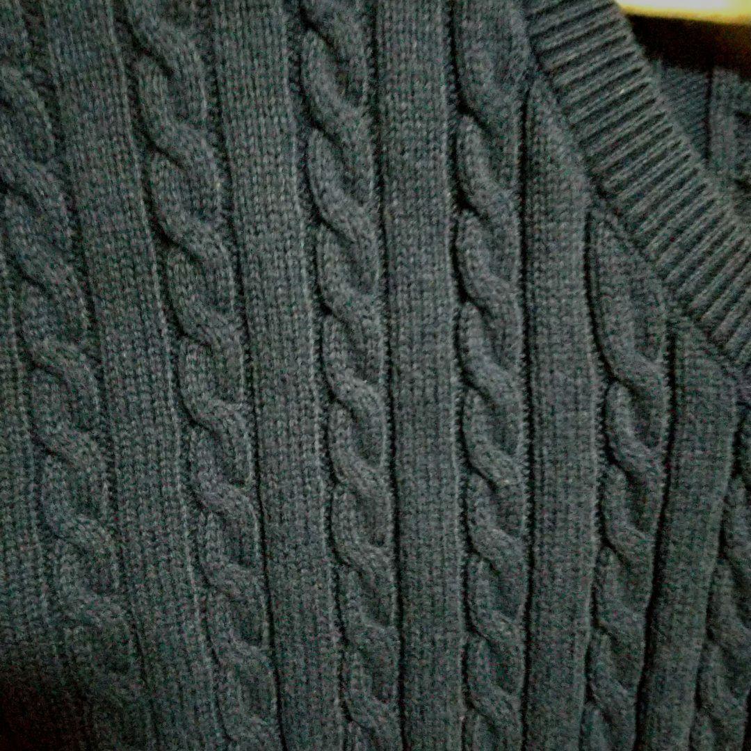 ラルフローレン　ミニケーブル　カーディガン　紺　160 QRコードタグ