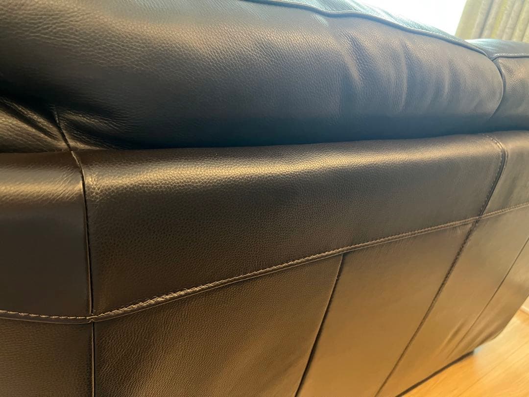 大塚家具ダークブラウン本革二人掛けソファ【美品】