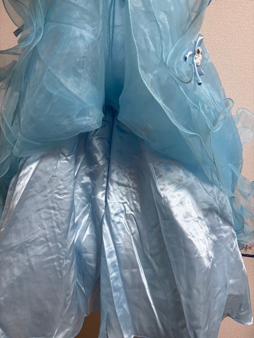 15日まで✨️フォトスタジオ 120-130cm希少 水色フリルロングドレス七五三