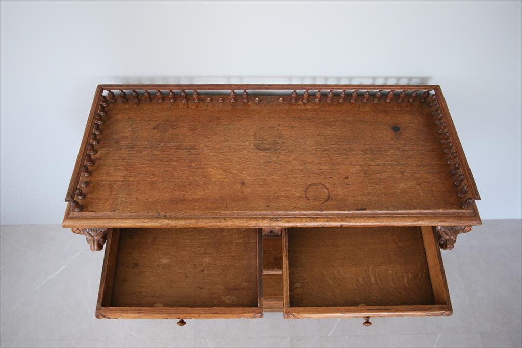 フランスアンティークアンリ2世様式サイドボード/キャビネット飾り棚(71-123