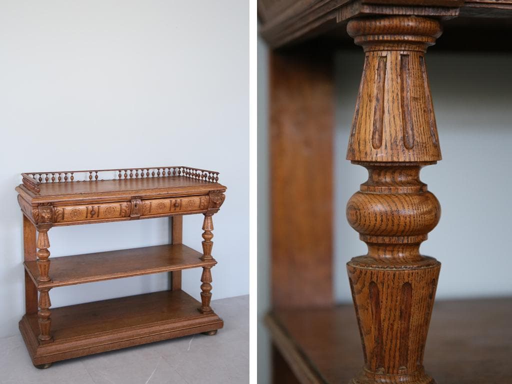 フランスアンティークアンリ2世様式サイドボード/キャビネット飾り棚(71-123