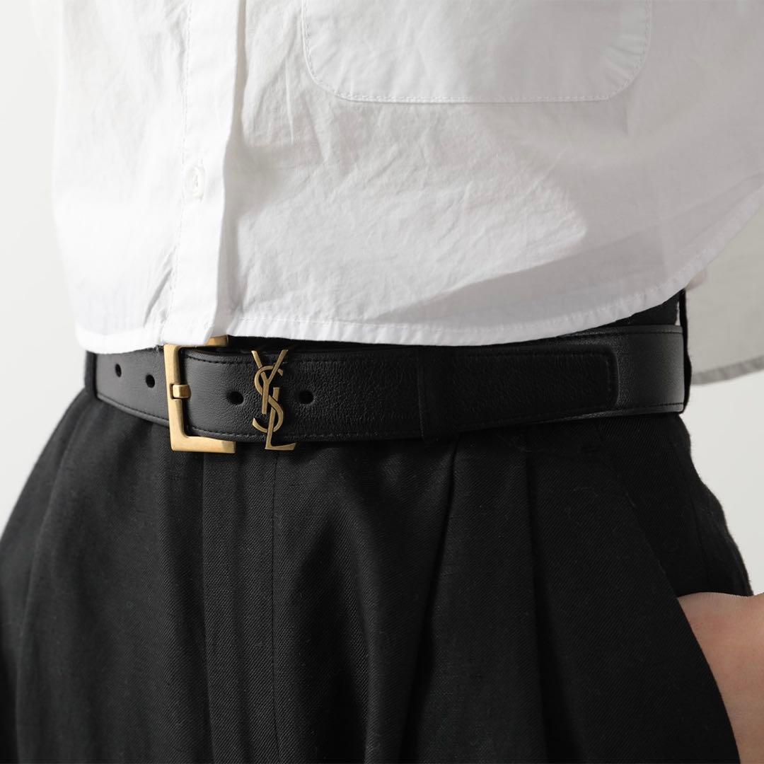 SAINT LAURENT サンローラン ベルト カサンドラロゴ ブラック