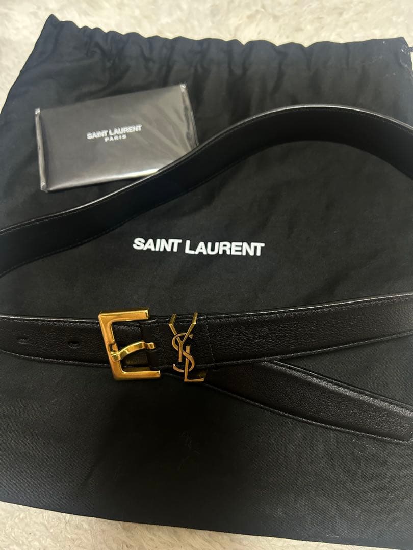 SAINT LAURENT サンローラン ベルト カサンドラロゴ ブラック
