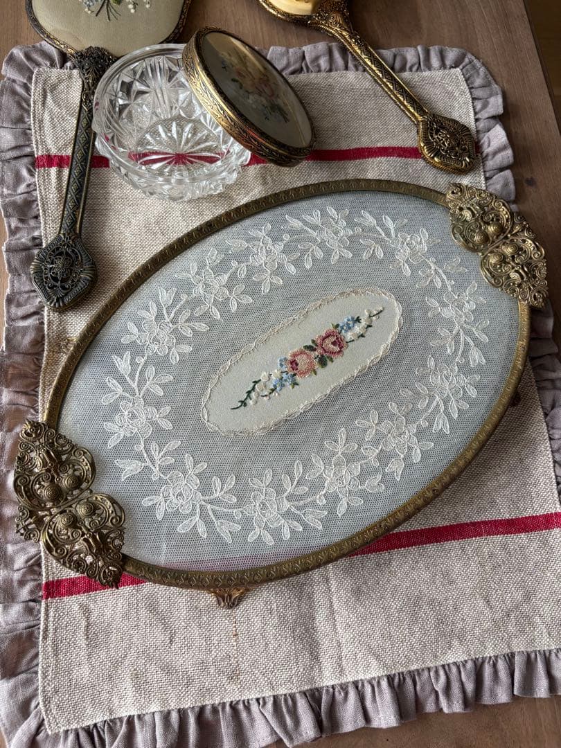 イギリスアンティーク ドレッシングセット プチポワン フランスアンティーク