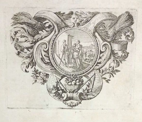 みや　額装品　1729年頃　「聖書　バイブル　零葉」　４作品セット　稀少