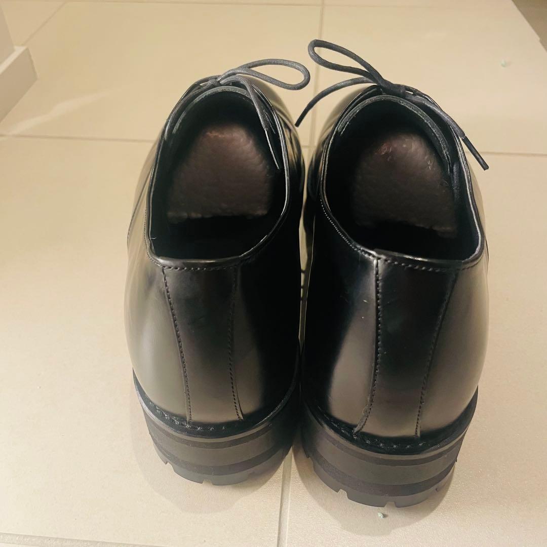 期間値下 6cmUP シークレットシューズ ラウンドトゥ 黒 ADELO 牛革