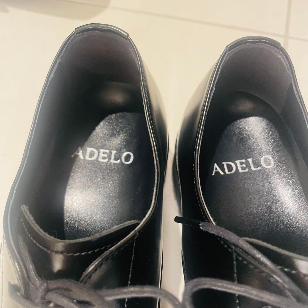 期間値下 6cmUP シークレットシューズ ラウンドトゥ 黒 ADELO 牛革