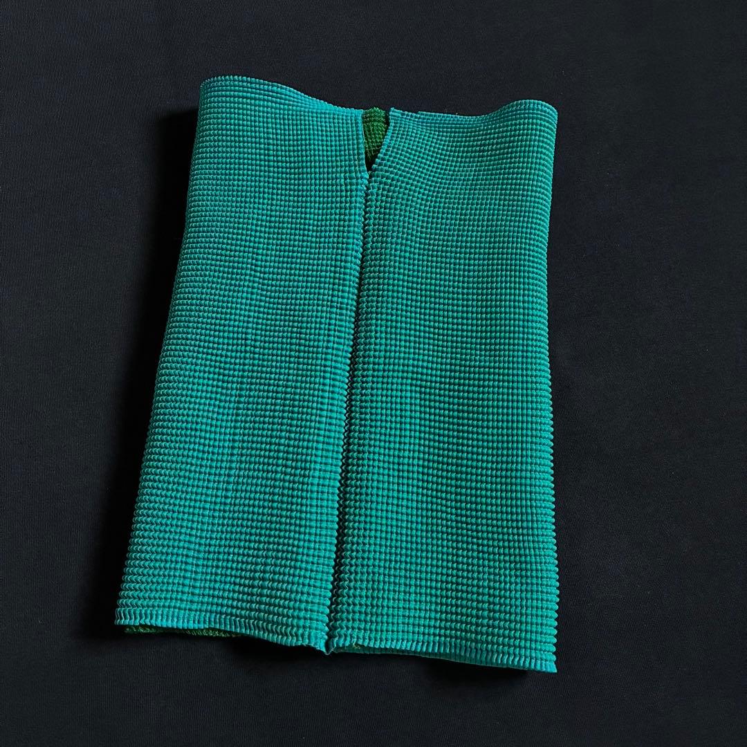 タグ無し商品 PLEATS PLEASE バイカラープリーツスヌード 緑水色