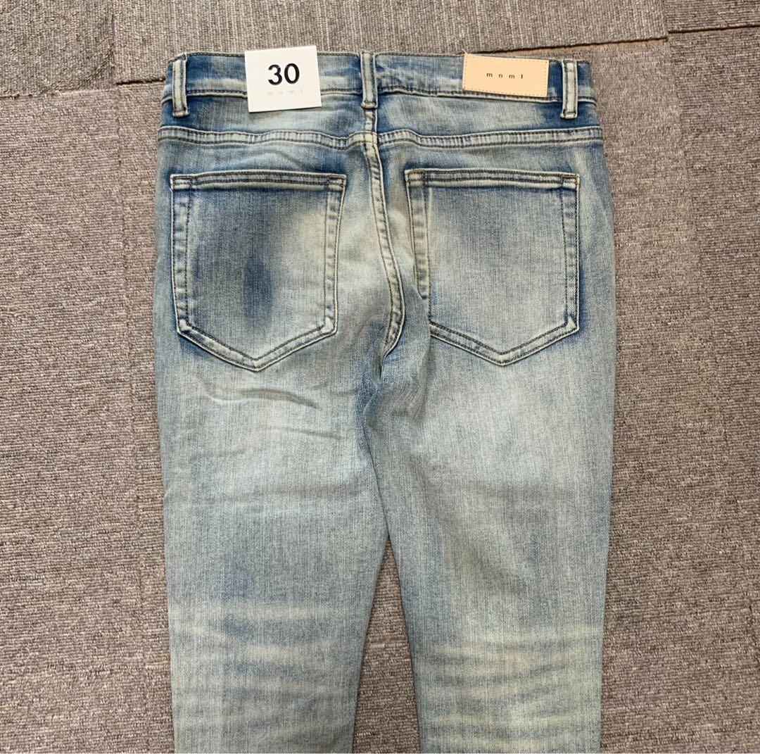 mnml ミニマル【新品未使用】X201ラインストーンスキニーデニム 30インチ