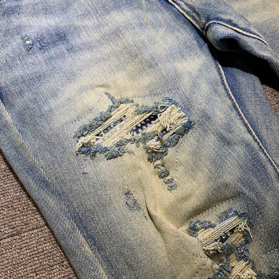 mnml ミニマル【新品未使用】X201ラインストーンスキニーデニム 30インチ