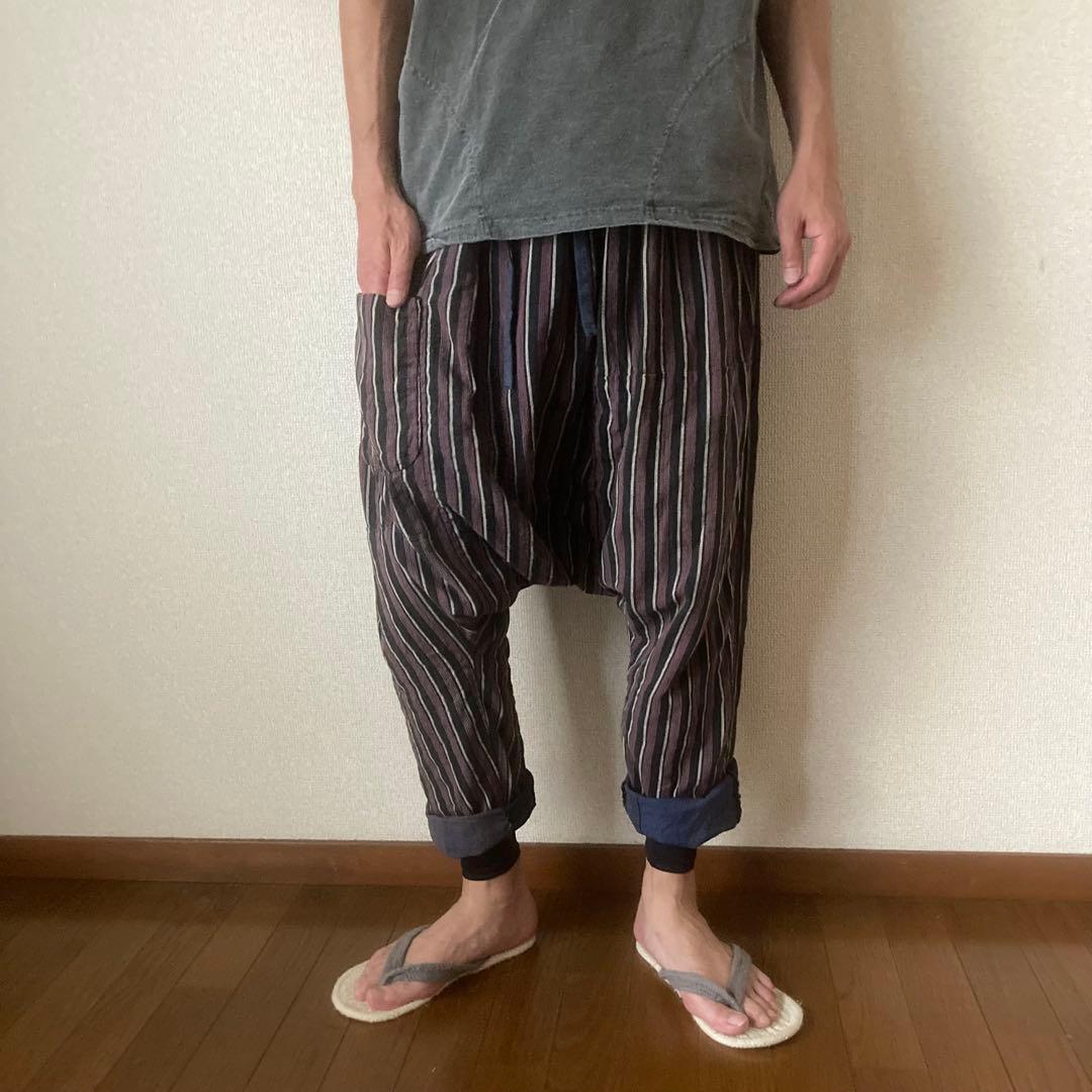 古布リメイク 風呂敷 縞木綿 ピエロもんぺ サルエル モンキーパンツ