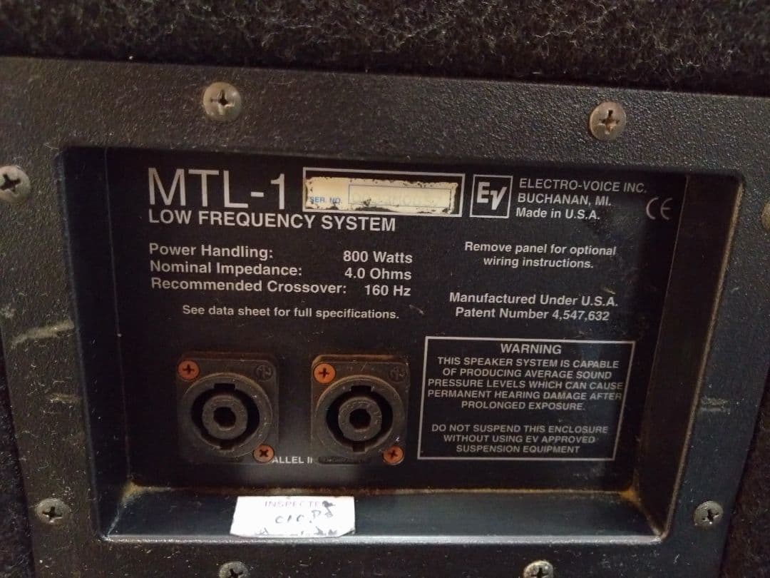 Electro-Voice MTL-1 低音システム　引き取り限定