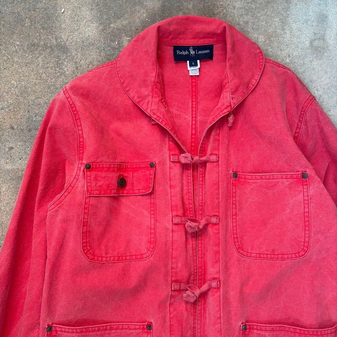 80s RALPH LAUREN コットンダック　カバーオール　ショールカラー