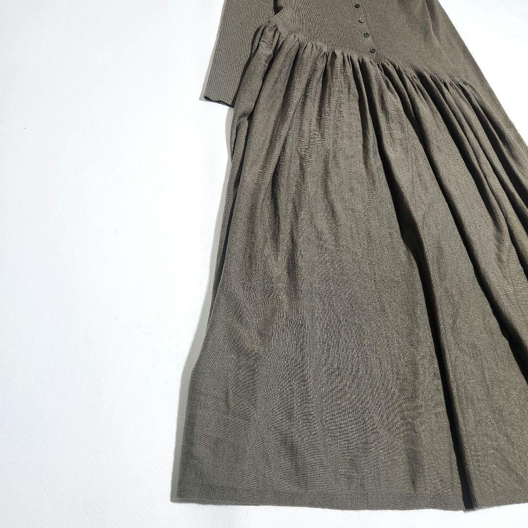 【美品 近年】カレンソロジー ボタンアキギャザーニットワンピース マキシ丈