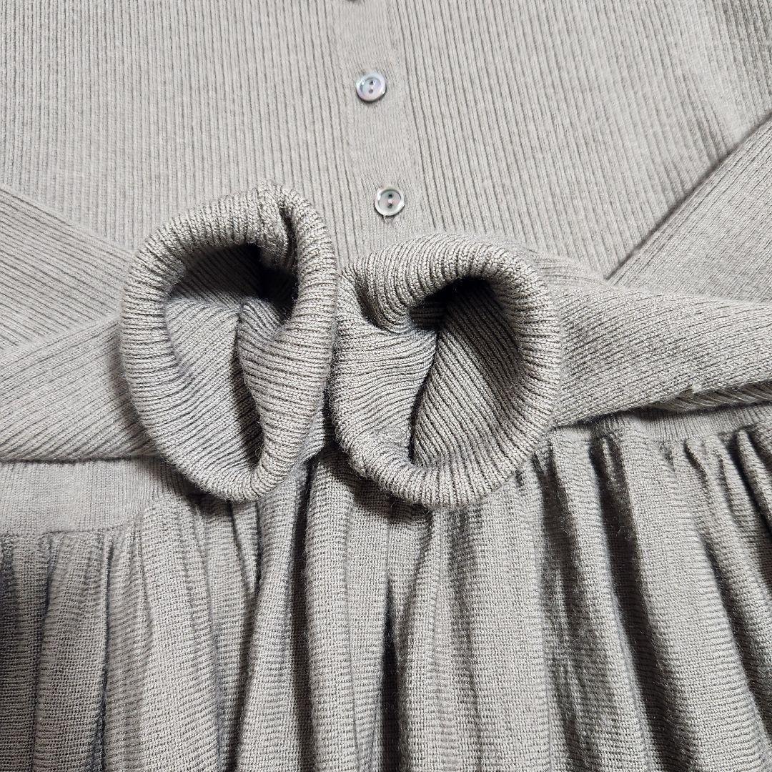 【美品 近年】カレンソロジー ボタンアキギャザーニットワンピース マキシ丈