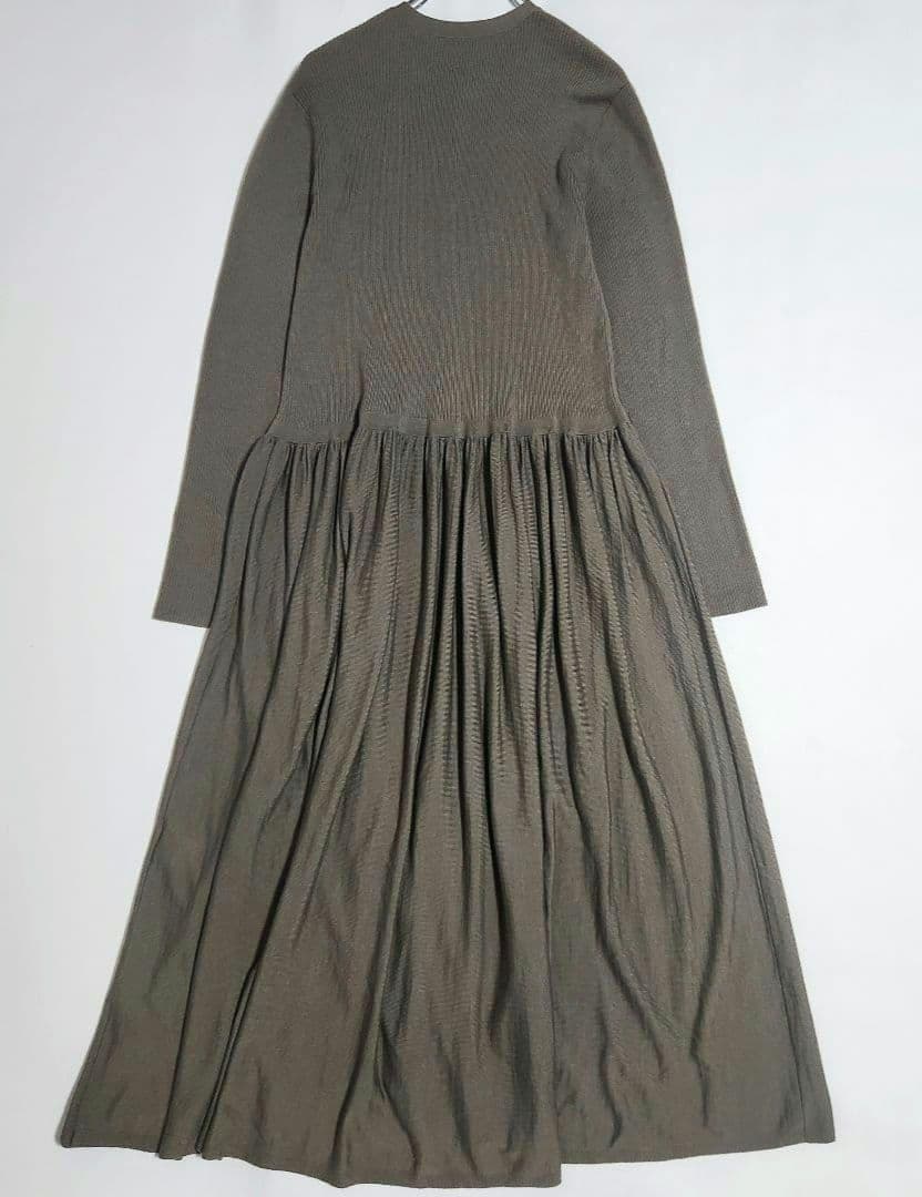 【美品 近年】カレンソロジー ボタンアキギャザーニットワンピース マキシ丈