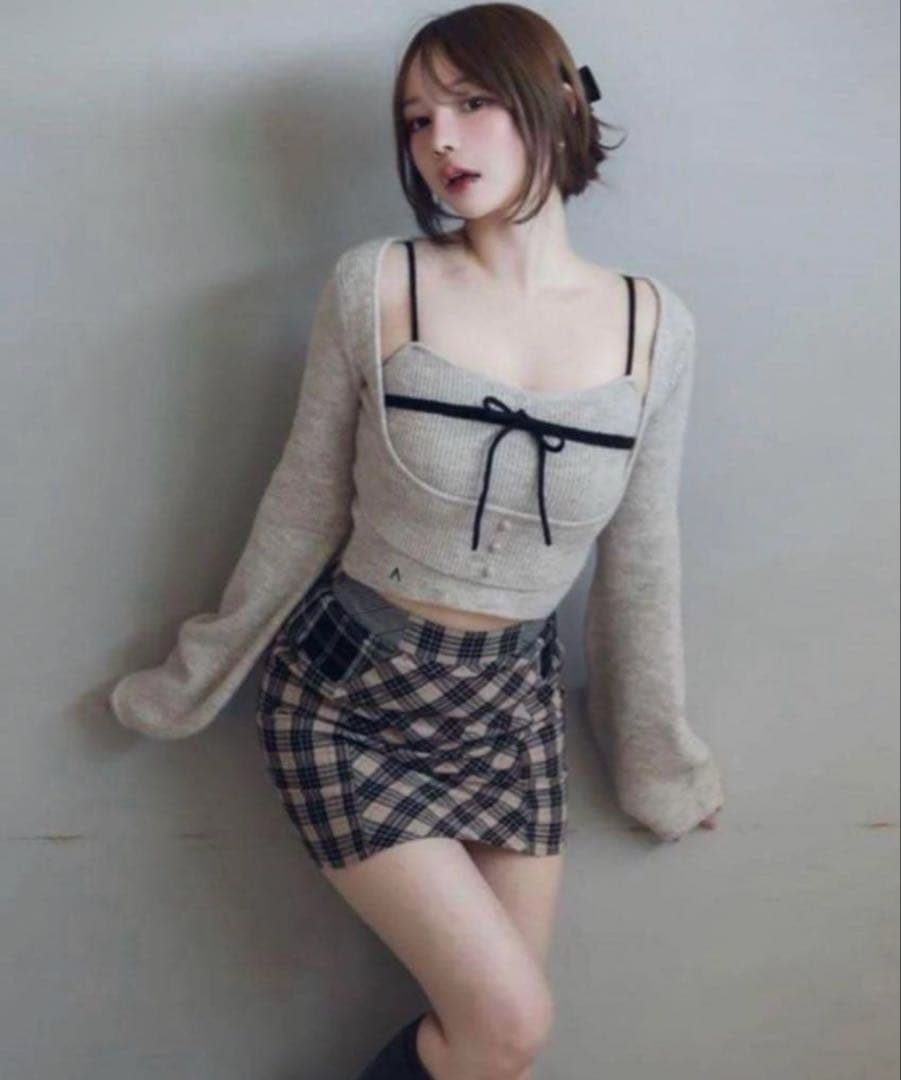 andmary Anna check skirt ベージュ S