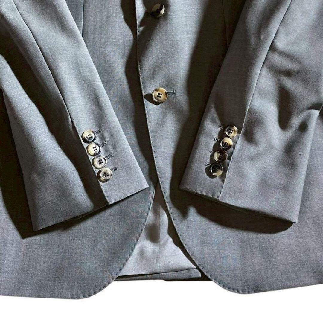 ヒューゴボス　スーツ　セットアップ　ビジネス　ピークドラペル　グレー