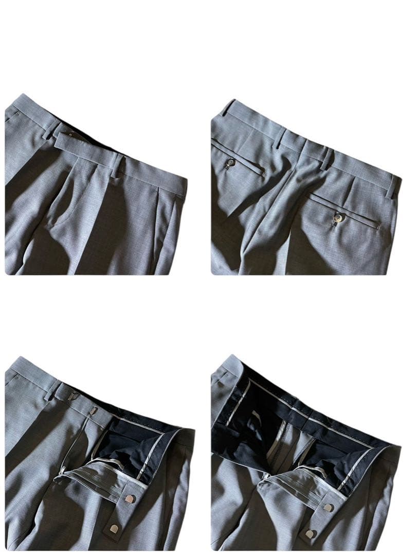 ヒューゴボス　スーツ　セットアップ　ビジネス　ピークドラペル　グレー