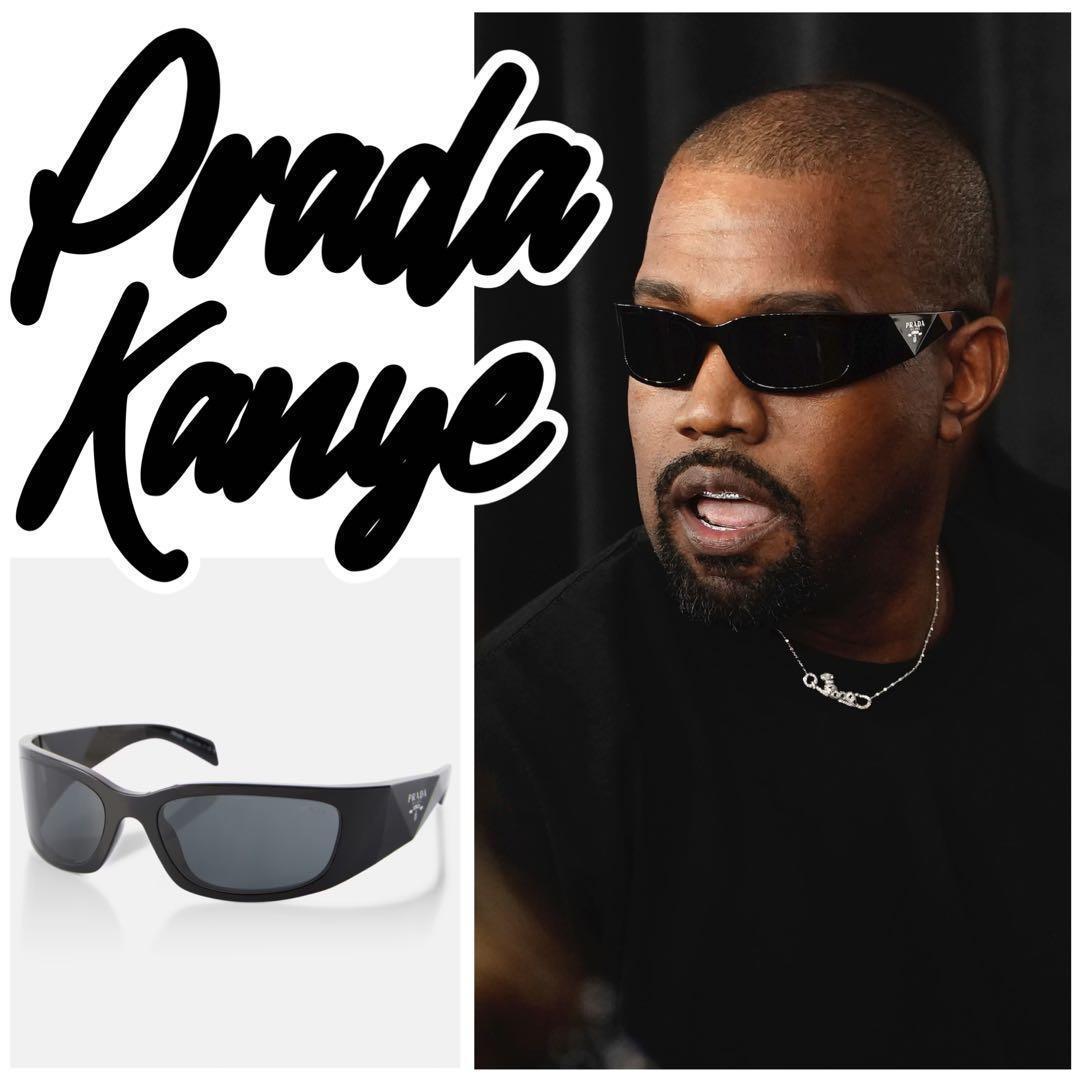 【定価8万/カニエウェスト着用】PRADA サイドロゴ サングラス ブラック