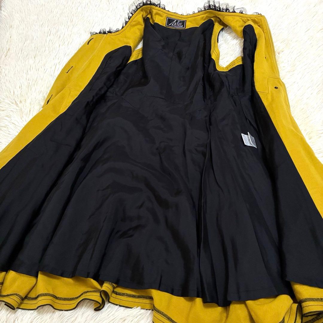 エイココンドウ 　ロングジレ　ワンピース　チェック柄　レース　秋冬　ジップアップ