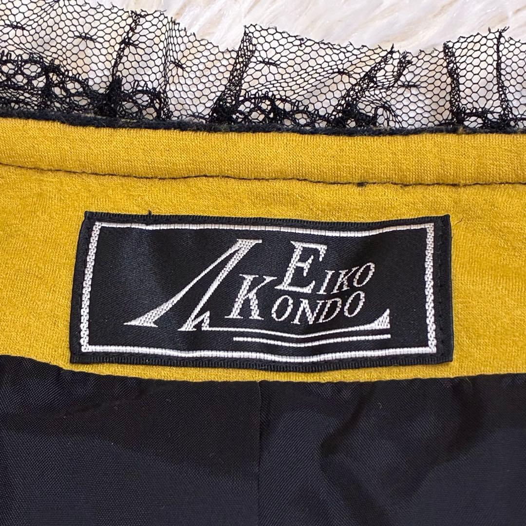 エイココンドウ 　ロングジレ　ワンピース　チェック柄　レース　秋冬　ジップアップ