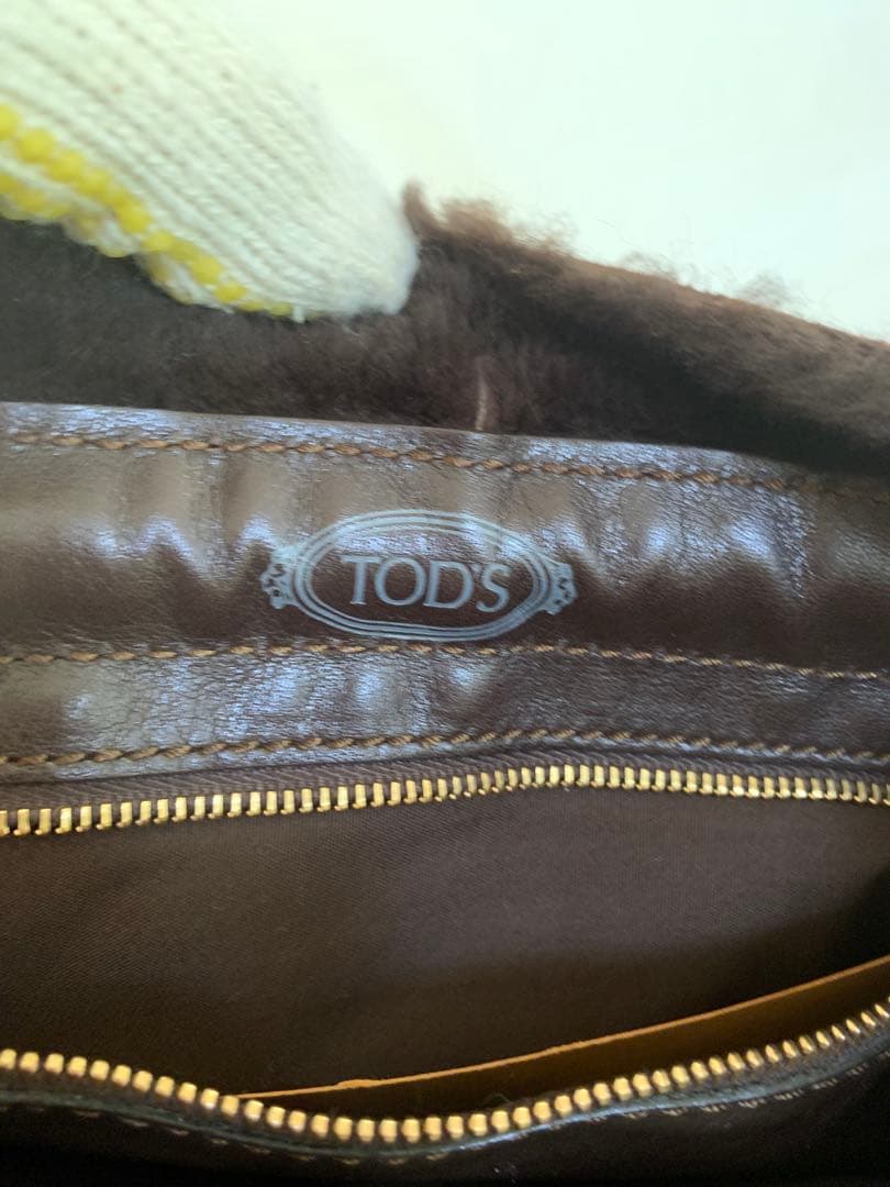 【大幅値下げ中】 TODS本革ラムファーボアレザー　ハンドバッグ　ボストンバッグ