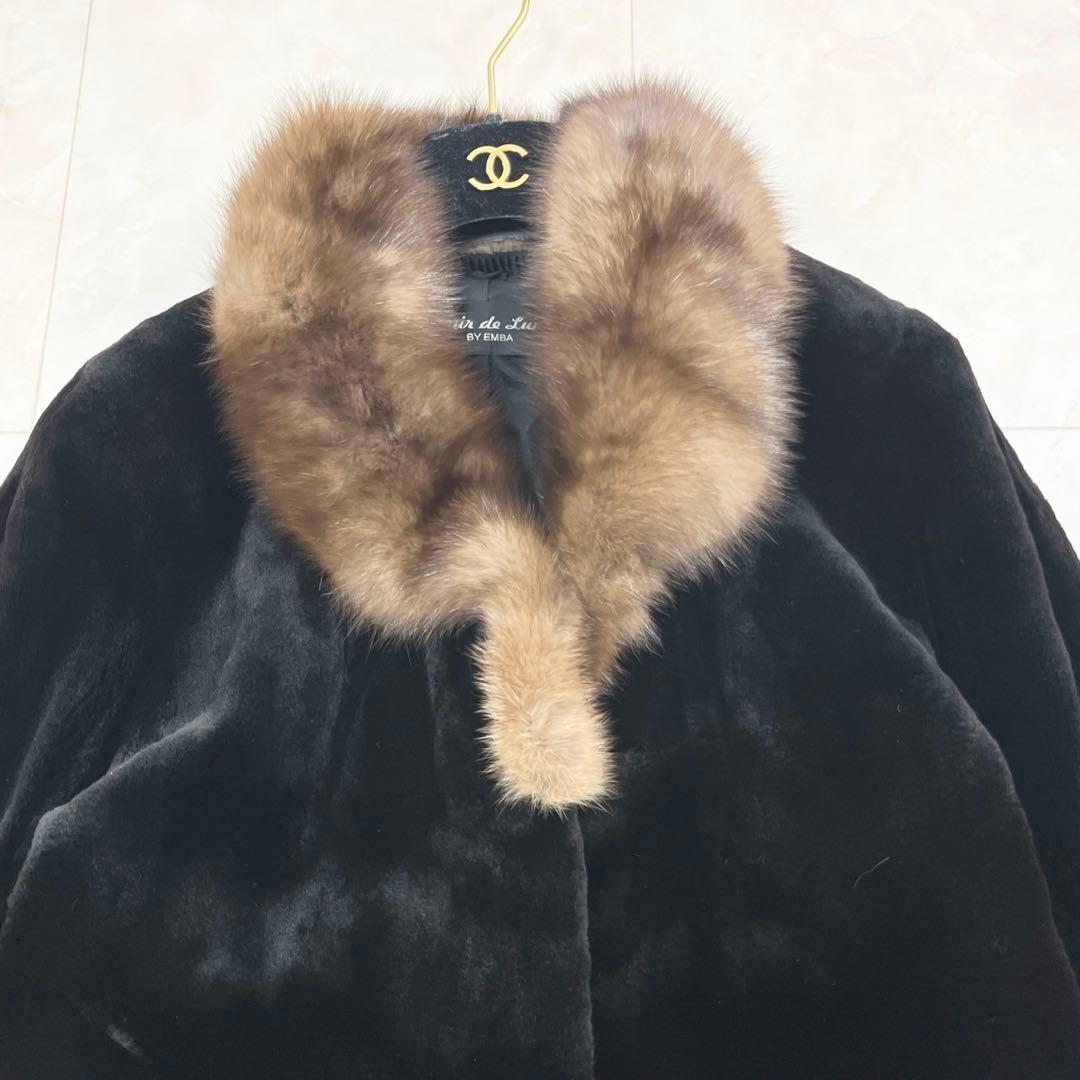 【美品】EMBA ロシアンセーブル&シェアードミンク ファーコート サイズF